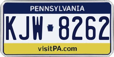 PA license plate KJW8262