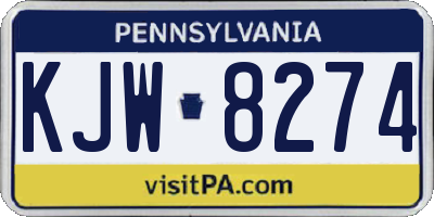 PA license plate KJW8274