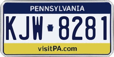 PA license plate KJW8281