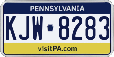PA license plate KJW8283