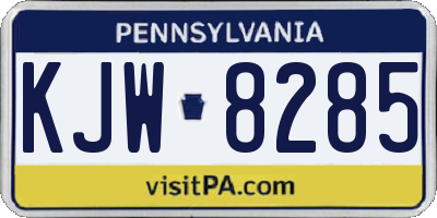PA license plate KJW8285