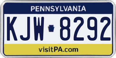 PA license plate KJW8292