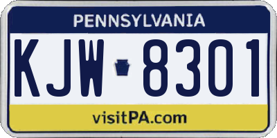 PA license plate KJW8301