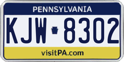 PA license plate KJW8302