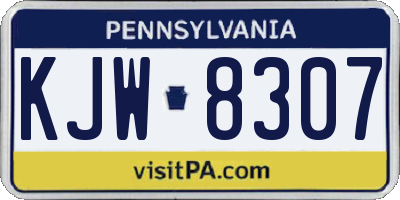 PA license plate KJW8307