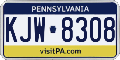 PA license plate KJW8308