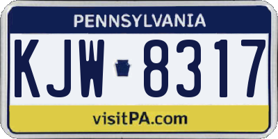 PA license plate KJW8317