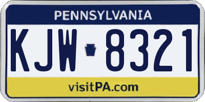 PA license plate KJW8321