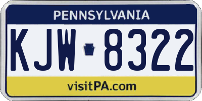 PA license plate KJW8322