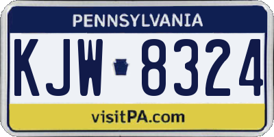 PA license plate KJW8324