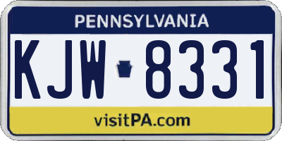 PA license plate KJW8331