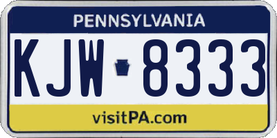 PA license plate KJW8333