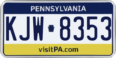 PA license plate KJW8353