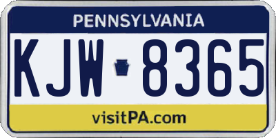 PA license plate KJW8365