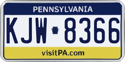 PA license plate KJW8366
