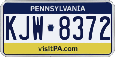 PA license plate KJW8372