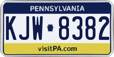 PA license plate KJW8382