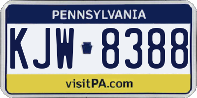 PA license plate KJW8388