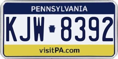 PA license plate KJW8392