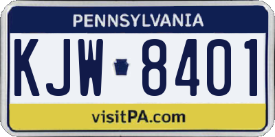 PA license plate KJW8401