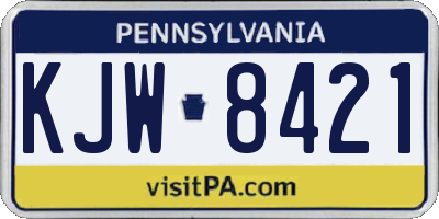 PA license plate KJW8421