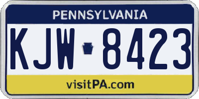 PA license plate KJW8423