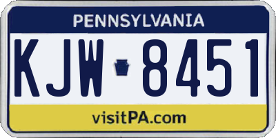 PA license plate KJW8451