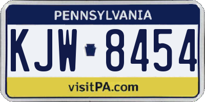 PA license plate KJW8454