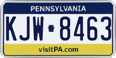 PA license plate KJW8463