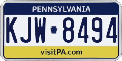 PA license plate KJW8494
