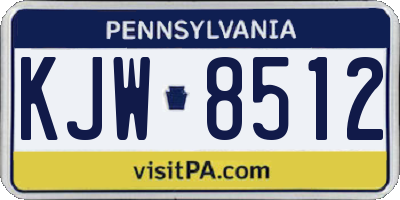 PA license plate KJW8512