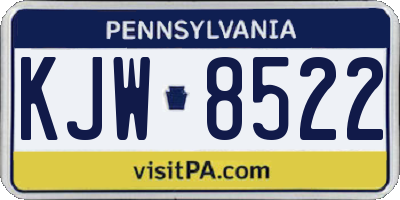PA license plate KJW8522