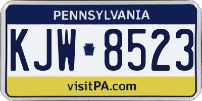 PA license plate KJW8523