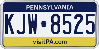 PA license plate KJW8525