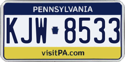 PA license plate KJW8533
