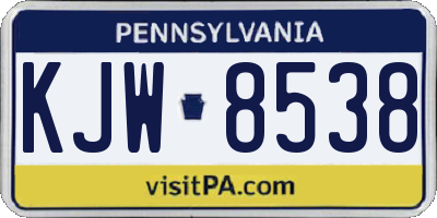 PA license plate KJW8538