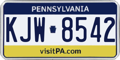 PA license plate KJW8542