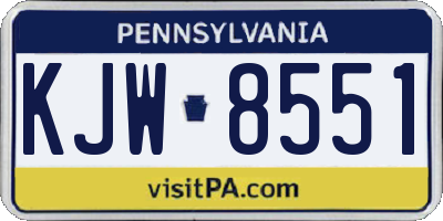 PA license plate KJW8551