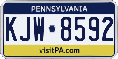 PA license plate KJW8592