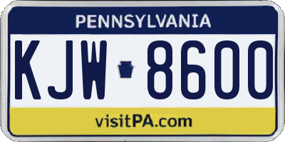 PA license plate KJW8600