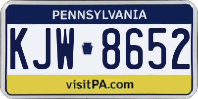 PA license plate KJW8652