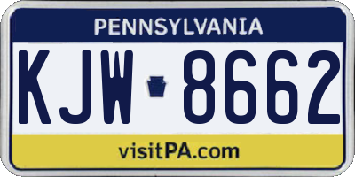 PA license plate KJW8662