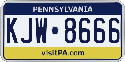 PA license plate KJW8666