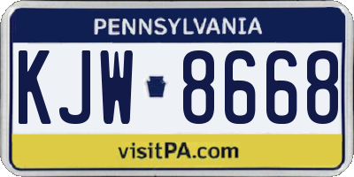 PA license plate KJW8668