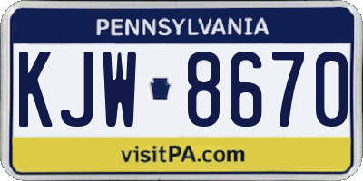 PA license plate KJW8670