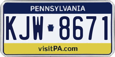 PA license plate KJW8671