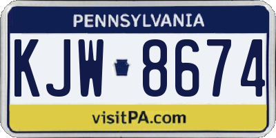 PA license plate KJW8674