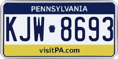 PA license plate KJW8693