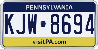 PA license plate KJW8694