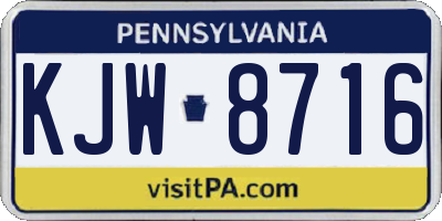 PA license plate KJW8716